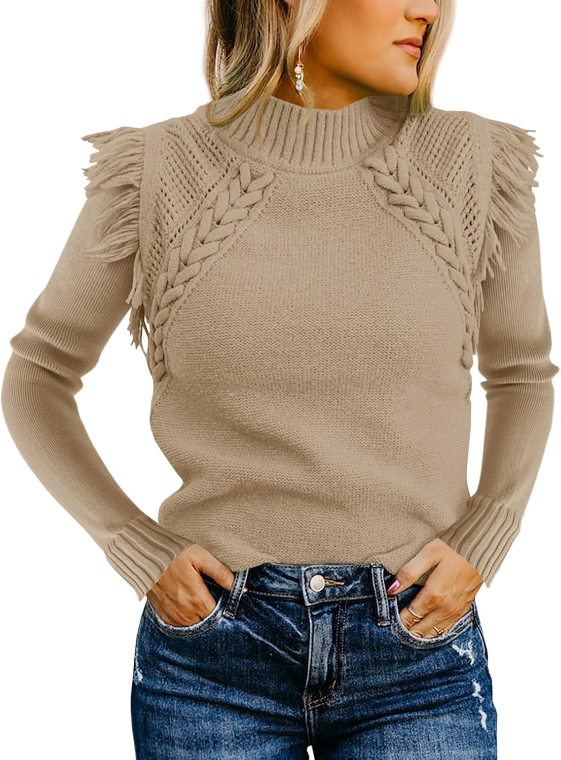 Saodimallsu Womens Cable Knit Sweaters for Cozy Boho Style