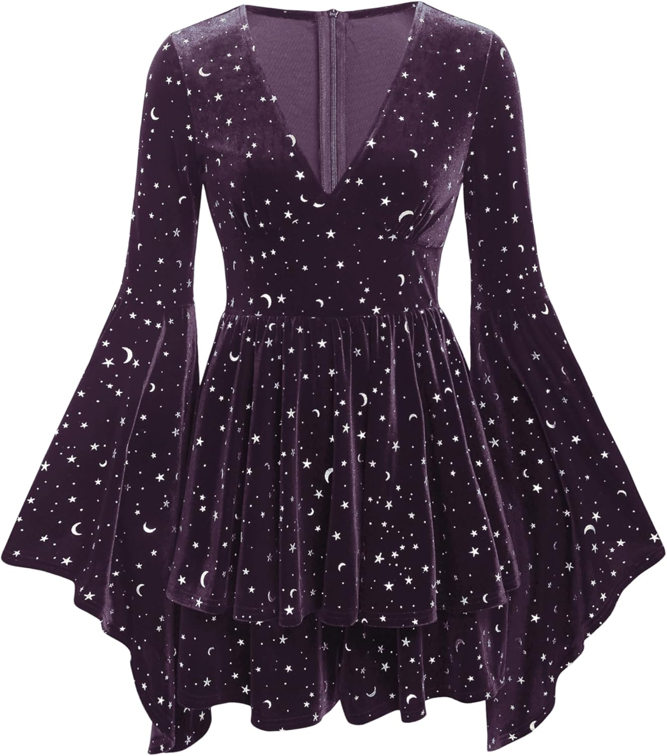 CIDER Women's Velvet V-neck Star & Moon Pattern Romper Review