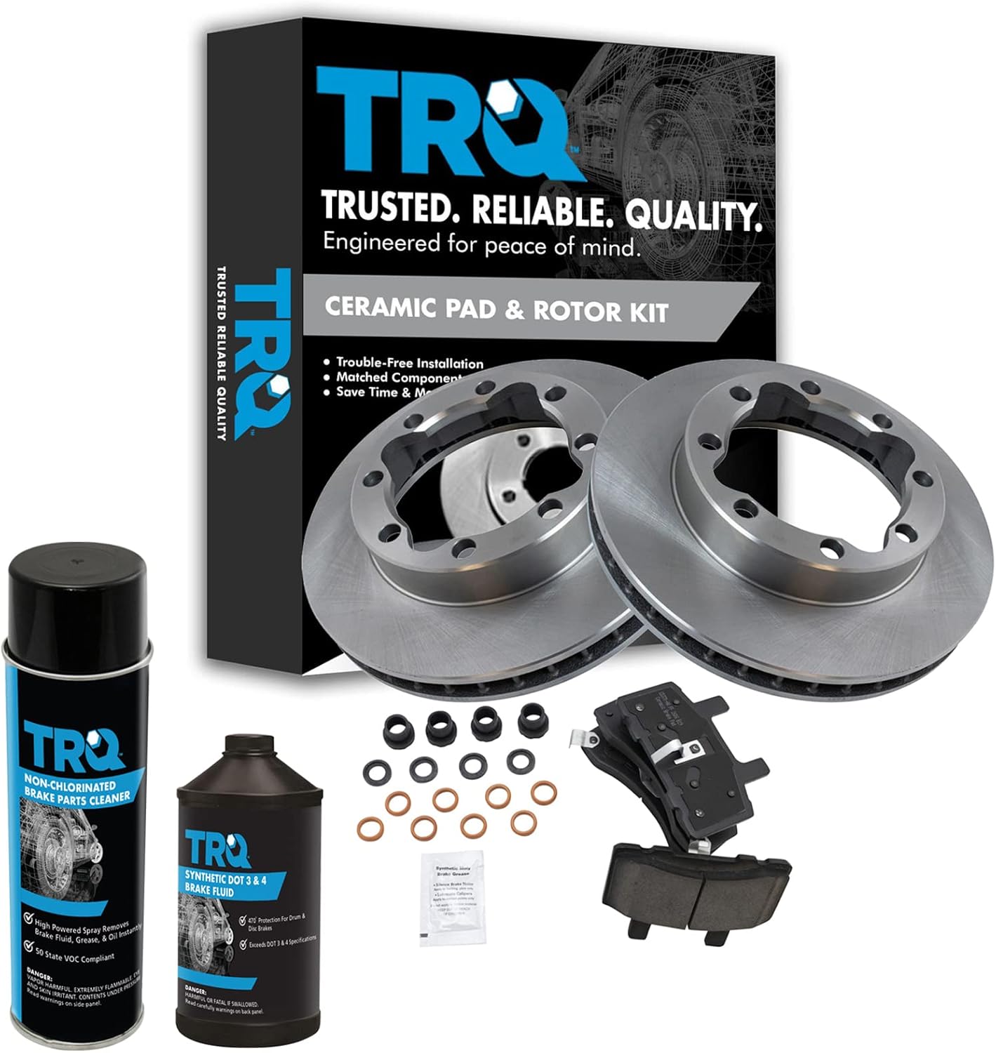 TRQ Front Brake Pad & Rotor Kit for Chevrolet and GMC Vehicles
