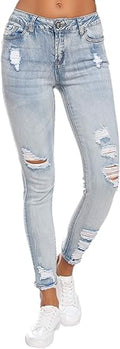 Resfeber Women's Ripped Boyfriend Jeans Capri - Relaxed Fit