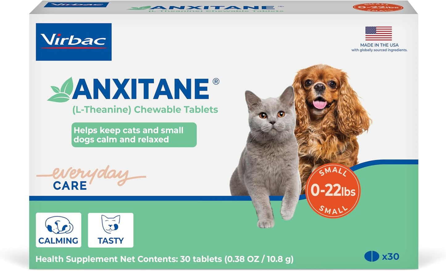 Virbac Anxitane Tablets for Small Dogs and Cats, 50mg, 30 Count