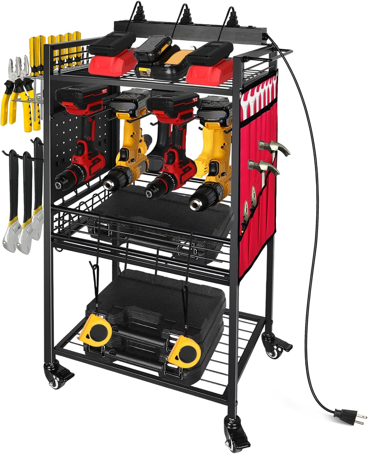 Garage Power Tool Organizer Cart: Charge Up & Roll On!