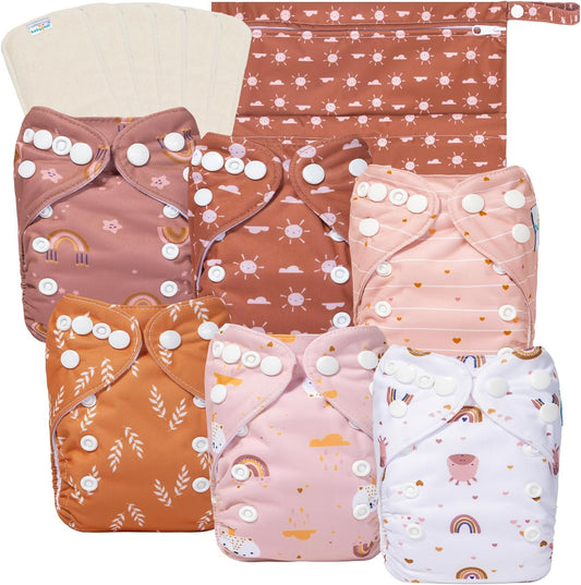 Newborn Cloth Diapers Pack of 13 for Preemie Girls - Reusable