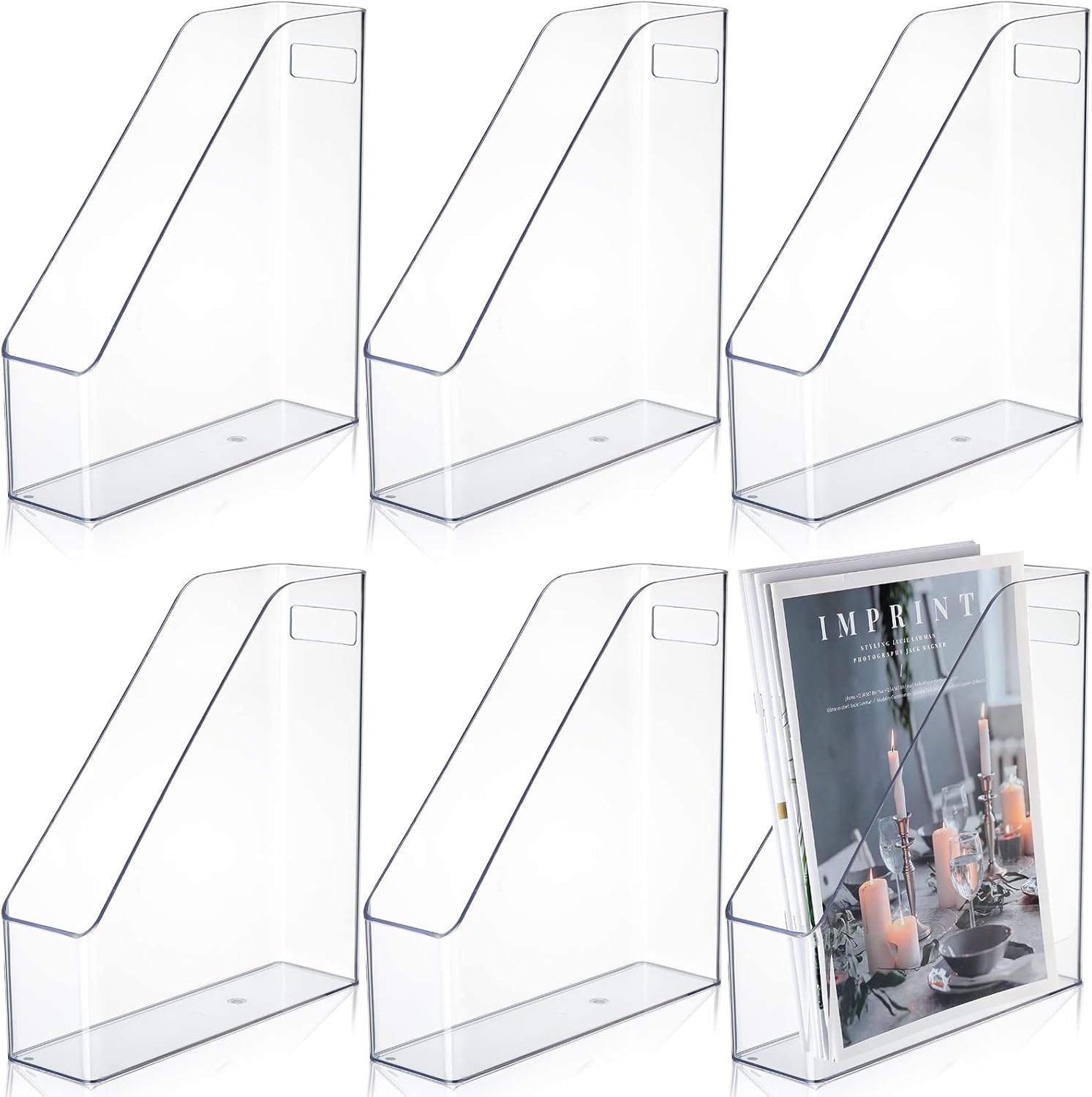 6 Pcs Clear Acrylic Magazine File Holder for Desk Organization