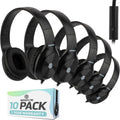 Classroom Headphones Bulk 10-Pack with Microphone - Durable Student