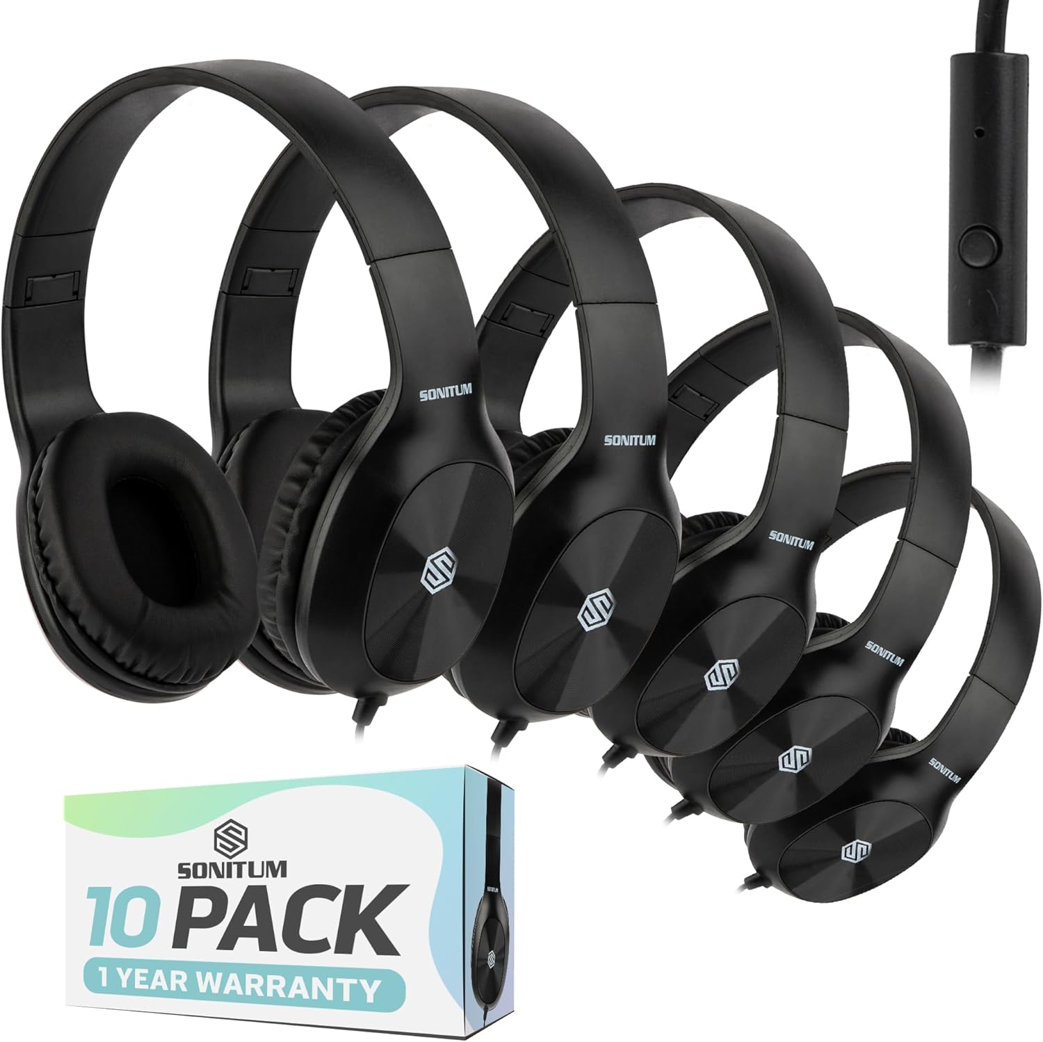 Classroom Headphones Bulk 10-Pack for Kids with Microphone