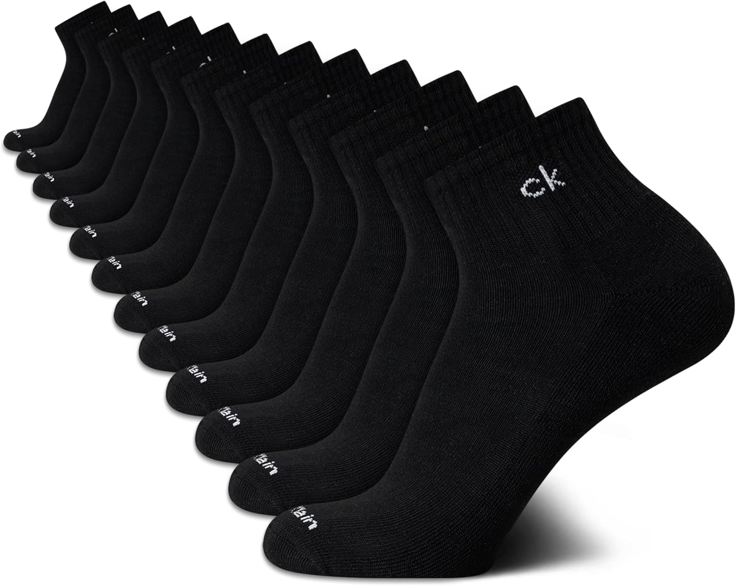 Calvin Klein Mens High Quarter Socks - 12 Pack for Comfort
