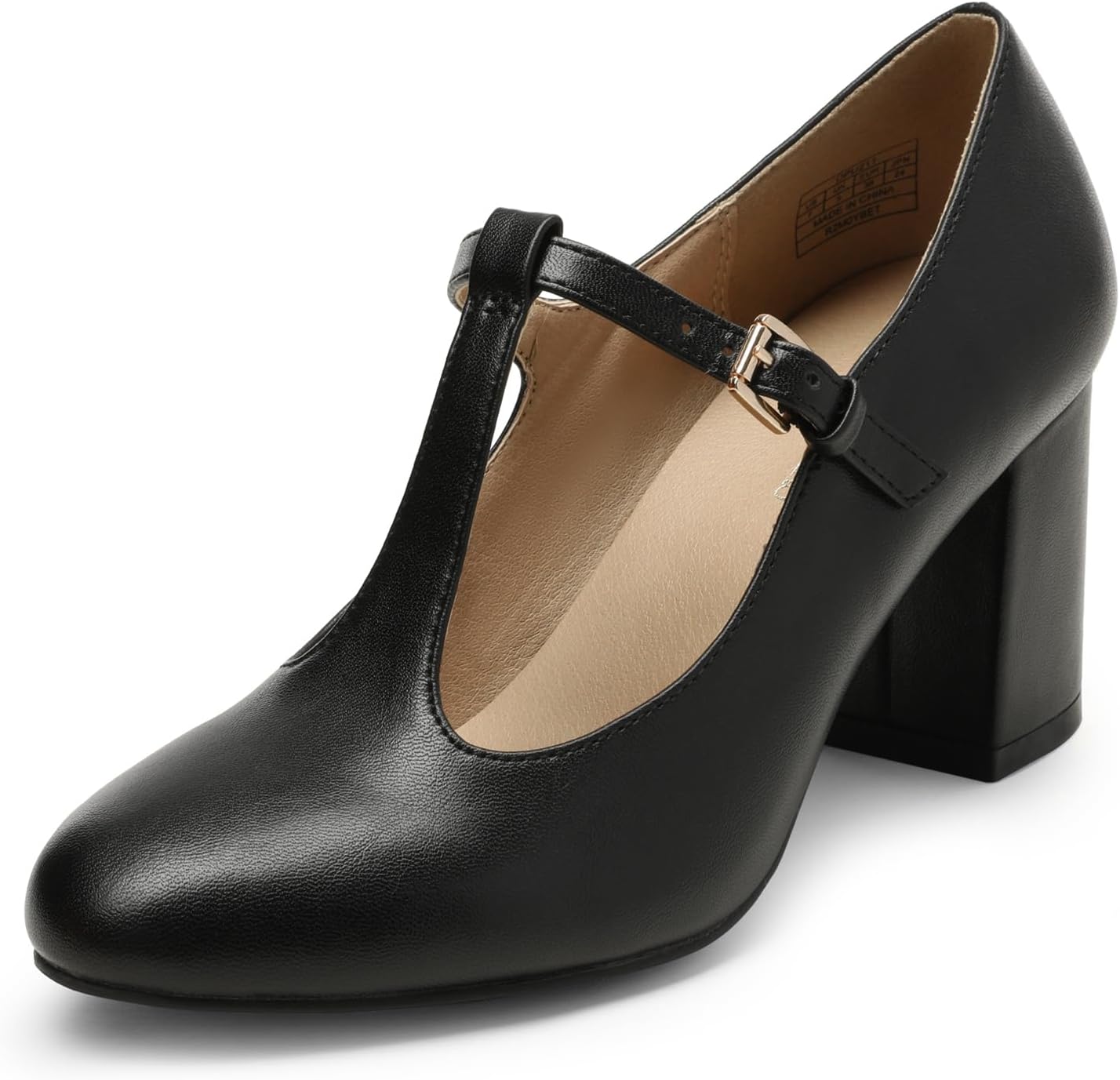 DREAM PAIRS Low Chunky Heels T-Strap Mary Jane Pumps for Women