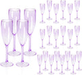 Champagne Flutes 24 Pack Purple Acrylic Stemmed Glasses - Shatterproof