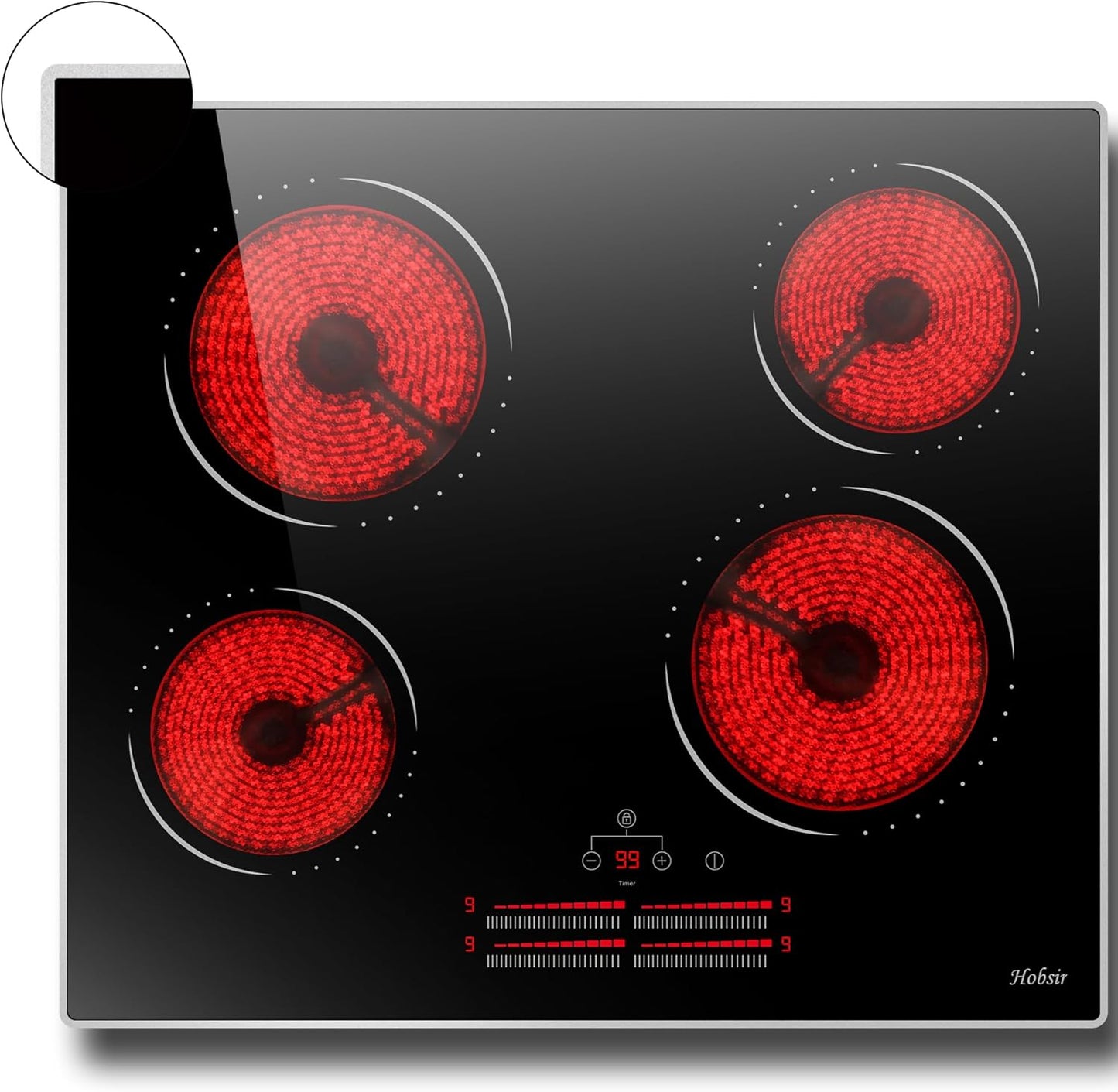 Hobsir 4 Burners Electric Cooktop - 24 inch Radiant Stove Top