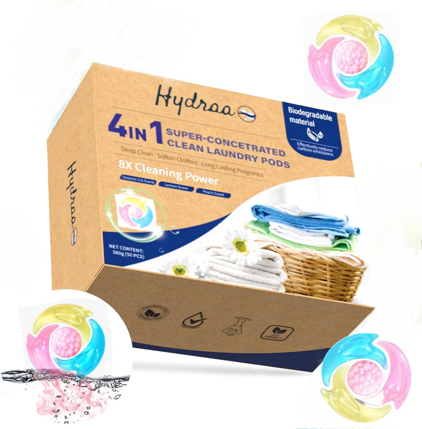4-in-1 Organic Laundry Pods | 8x Advanced Cleaning