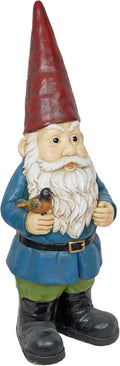 Jumbo Garden Gnome with Bird Decor, 48 in Whimsical Statue