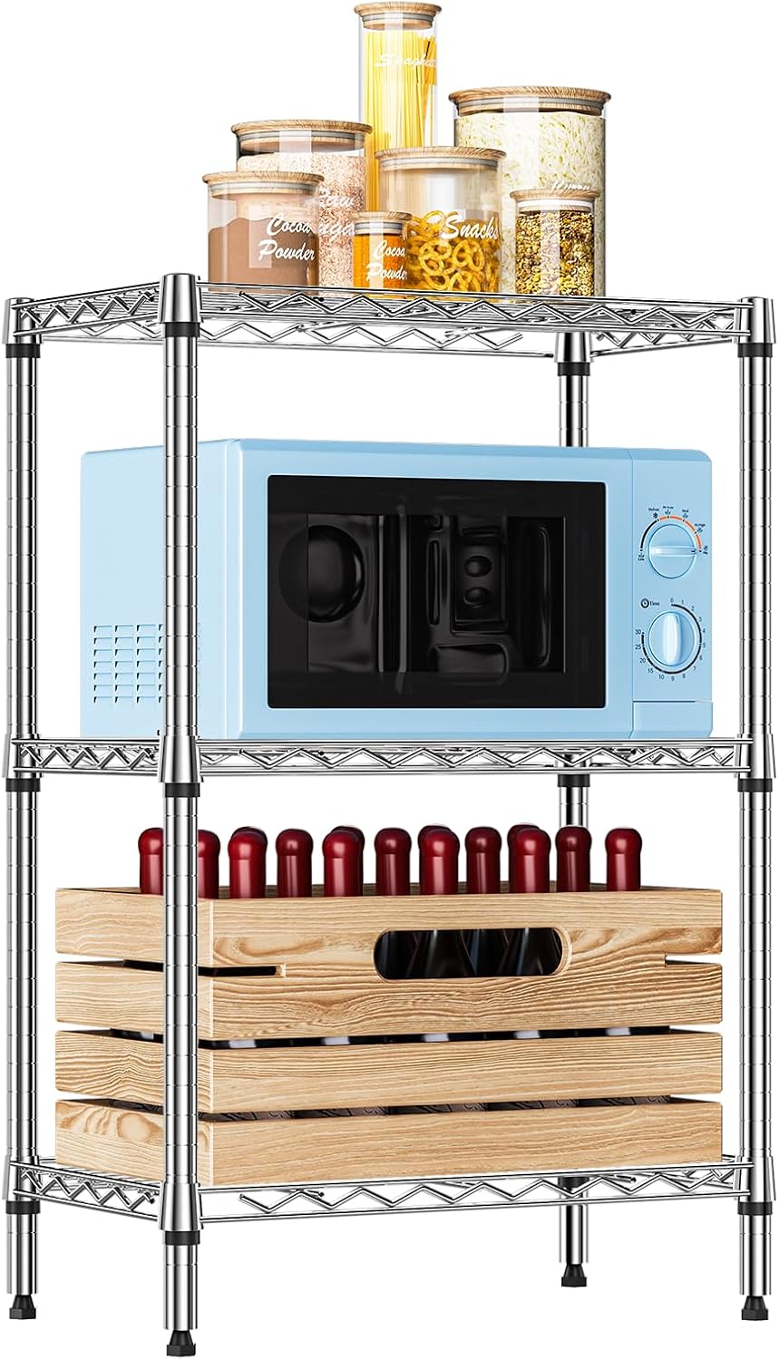 IZEUK 3 Tier Heavy Duty Steel Storage Shelves for Home Use