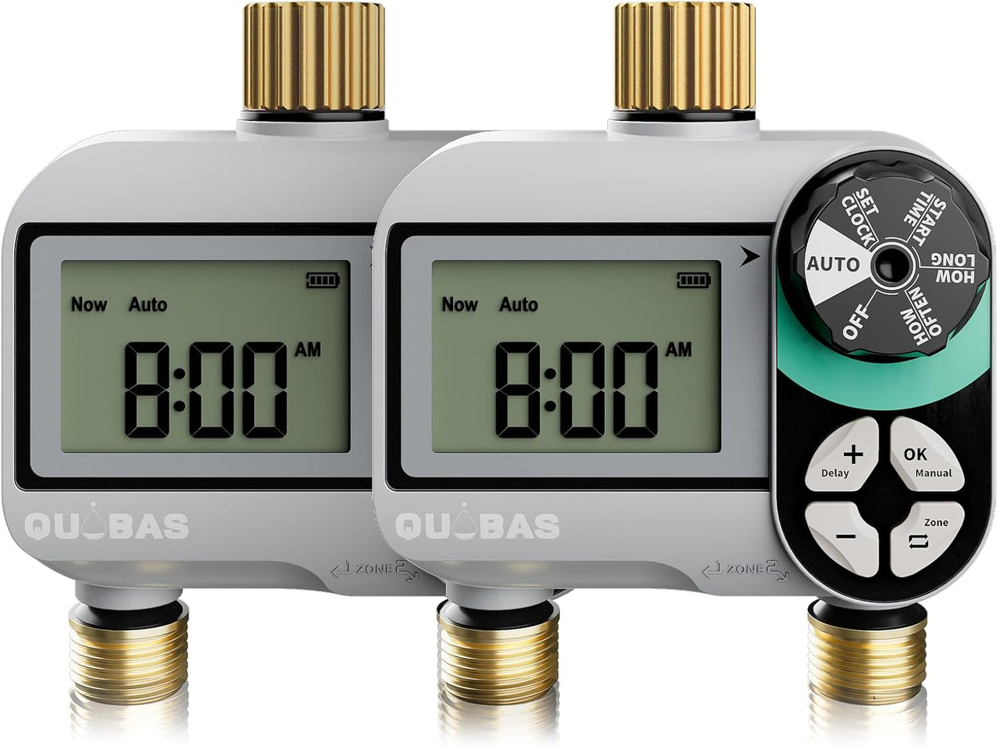 QUOBAS 2 Zone Water Timer for Garden Hose - Efficient Irrigation