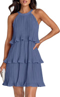 ZESICA Halter Ruffle Tiered Chiffon Mini Dress - Flowy Summer Fit