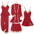 Silk Pajama Sets for Women 5PCS Satin Sleepwear Set - Soft & Stylish