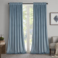 Stone Blue Velvet Curtains Block Light - Thermal Room Darkening Panels