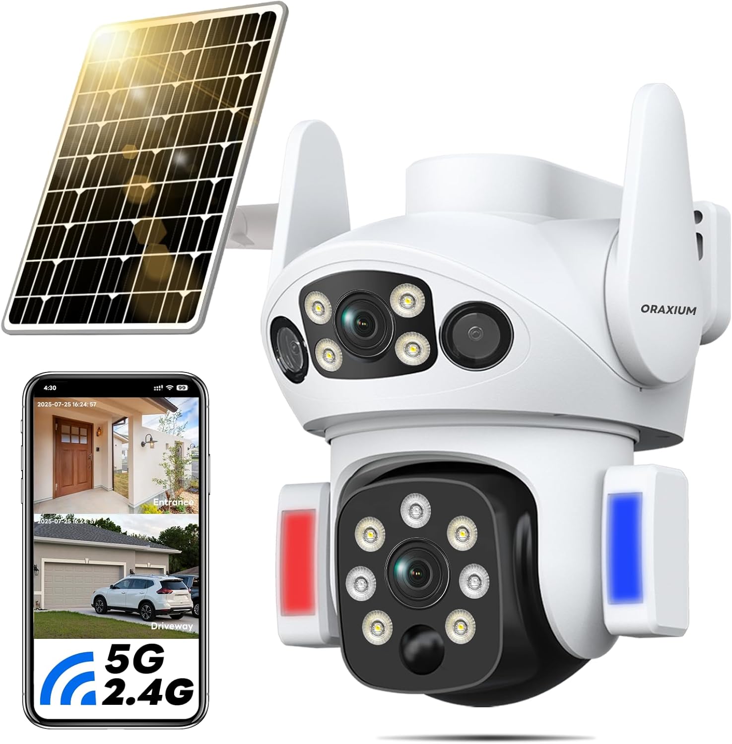 Solar Camera Outdoor Wireless with Dual Lens for Home Security