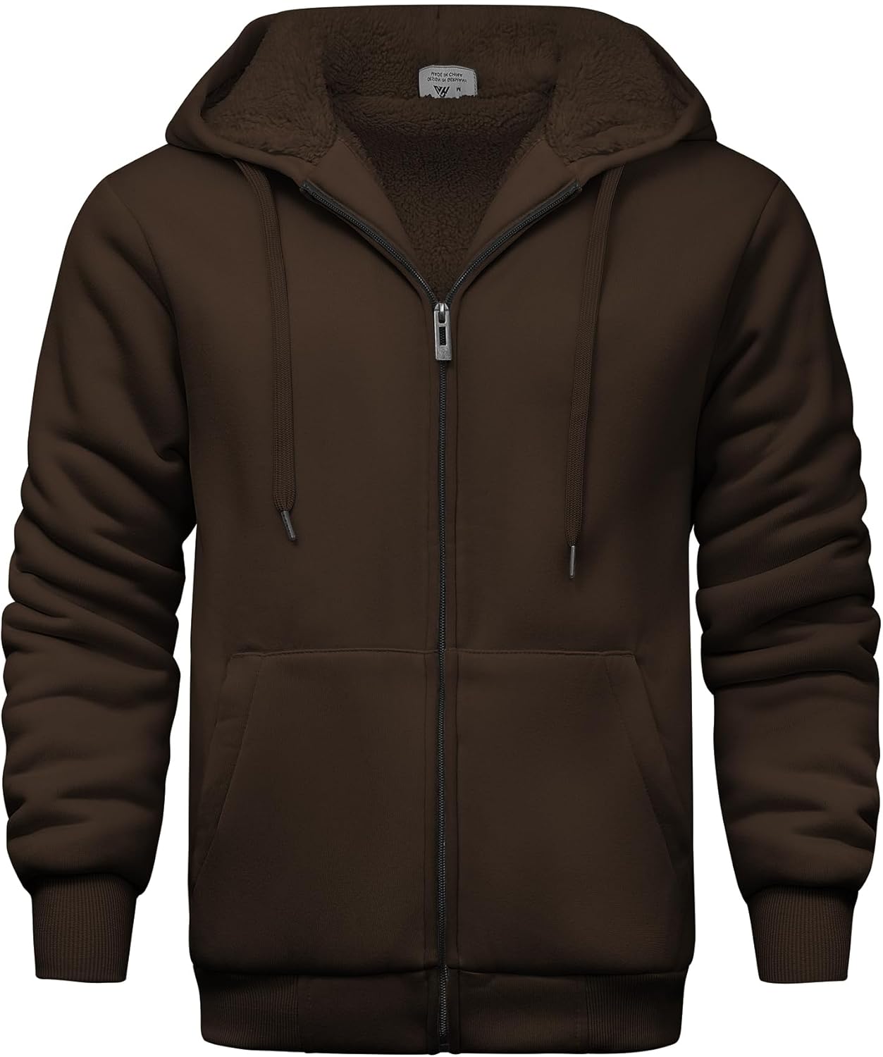 V VALANCH Men Hoodies Zip Up Sherpa Lined Sweatshirts Warm Fleece