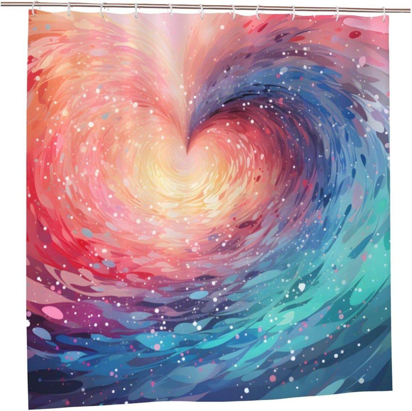 Romantic Vortex Heart Shower Curtain Set