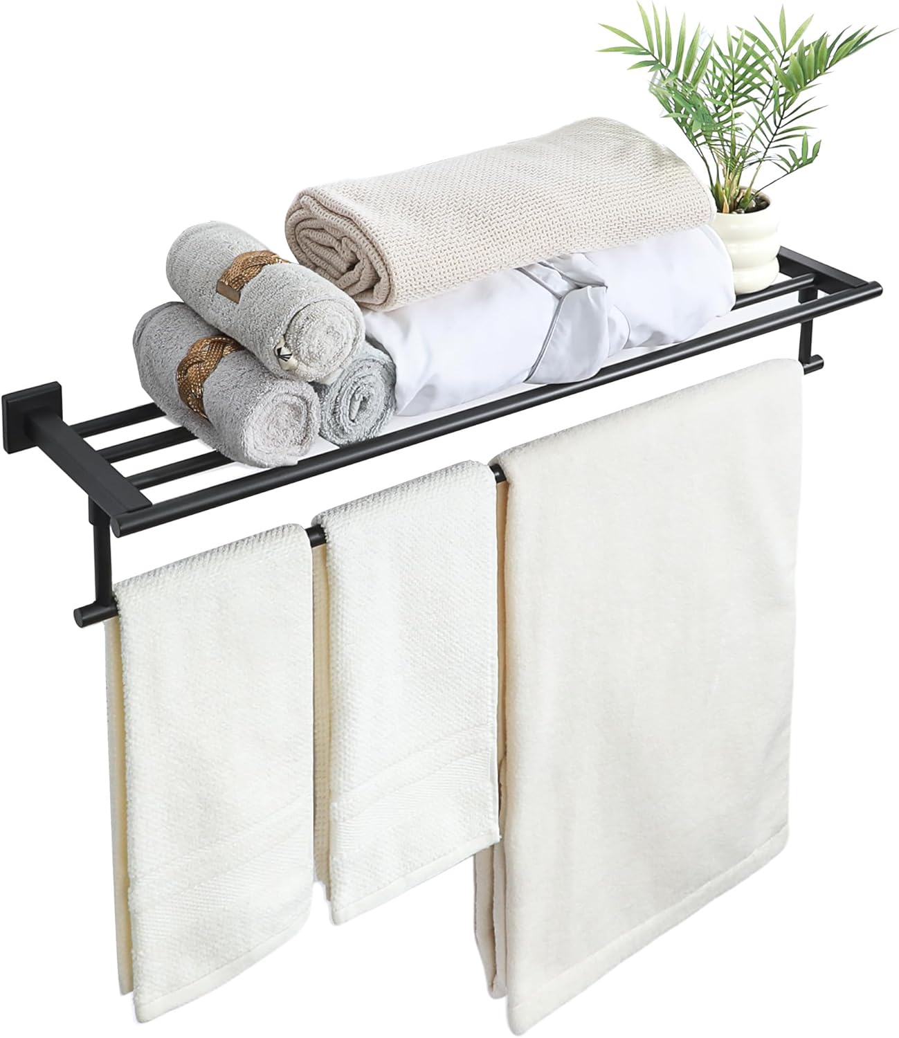 Alise 32 Inch Towel Rack for Bathroom - Heavy Duty Matte Black