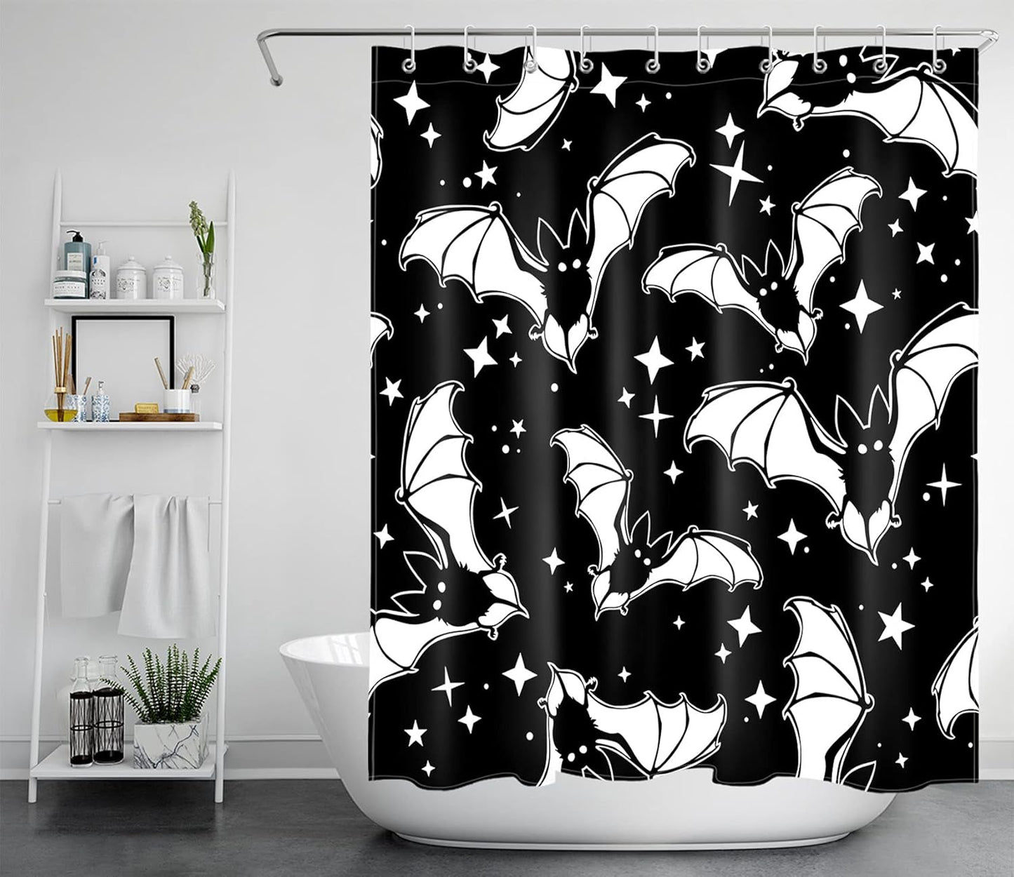 Gothic Horror Bats Shower Curtain Set
