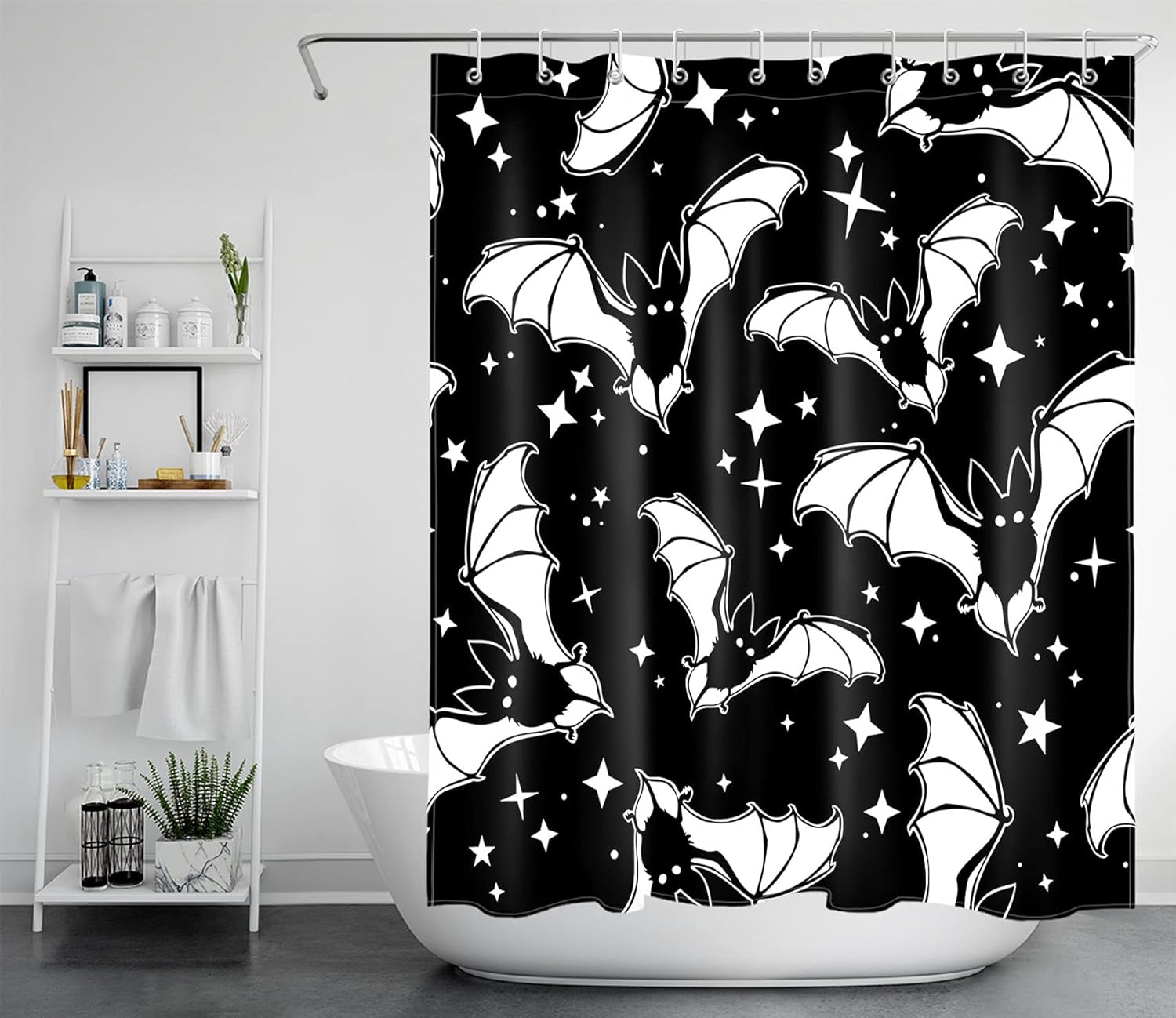 Gothic Horror Bats Shower Curtain Set