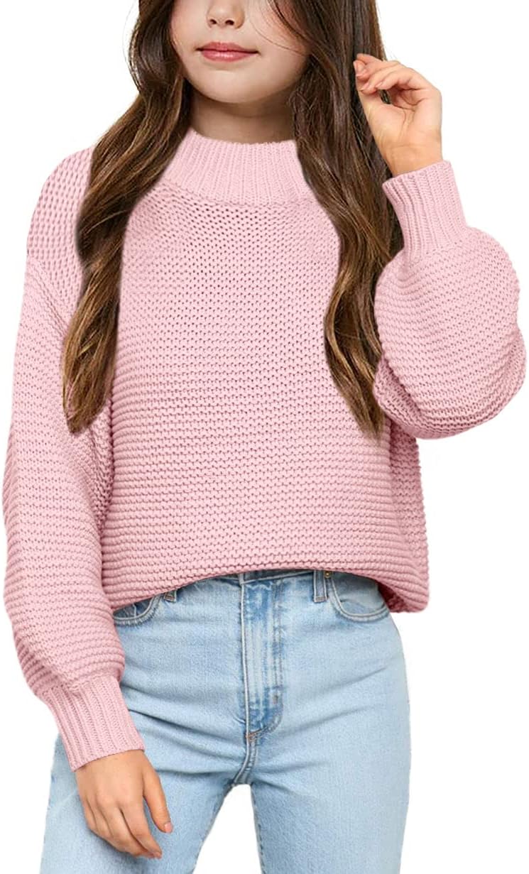 Imily Bela Girls Mock Neck Pullover Sweater for Casual Wear