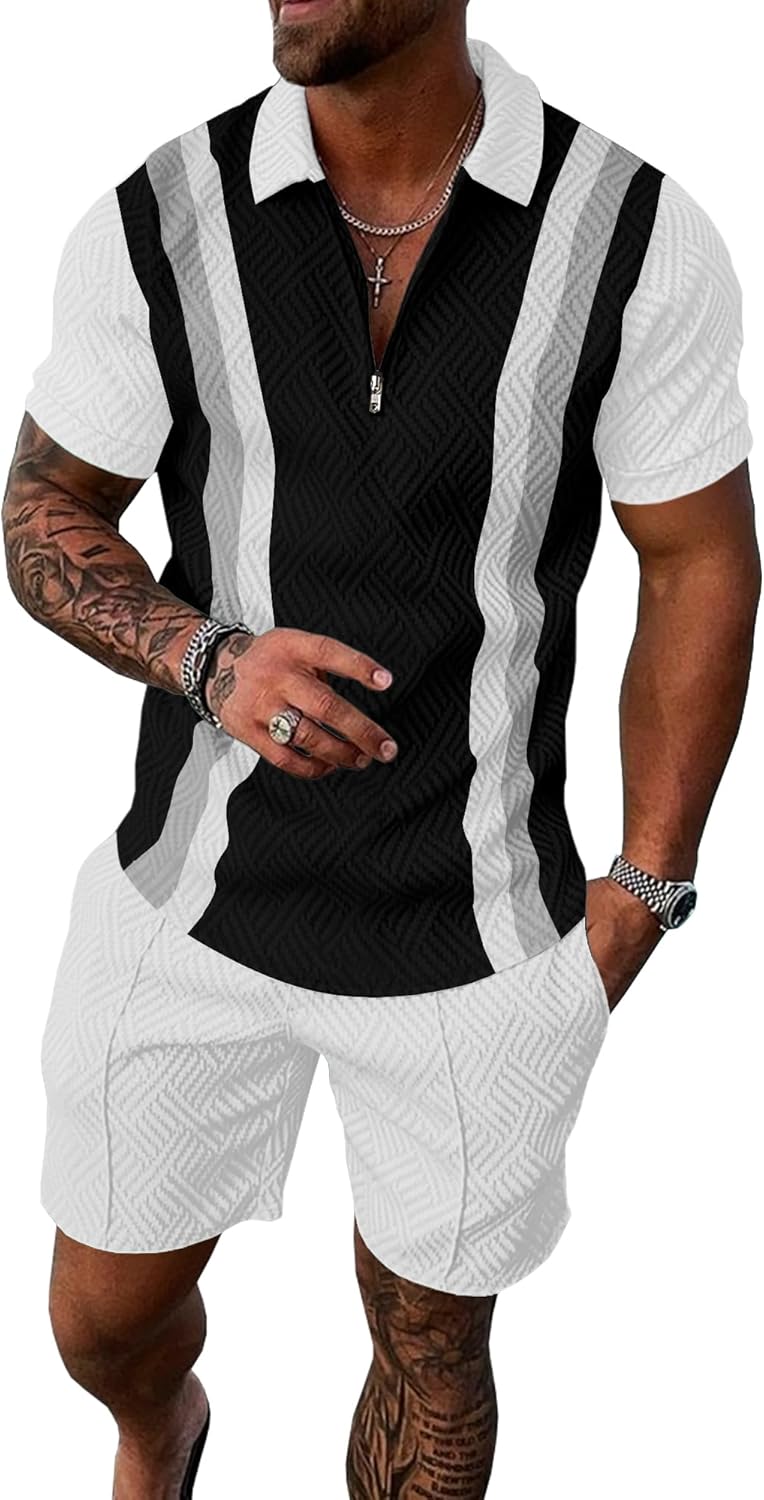 UOUA Mens Summer Track Suits Stylish 2 Piece Shorts Sets
