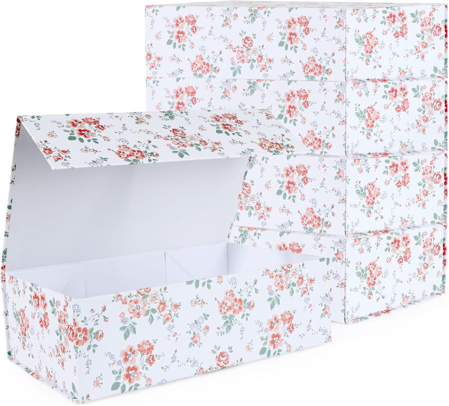 Rose Floral Gift Box with Magnetic Lids for Elegant Storage