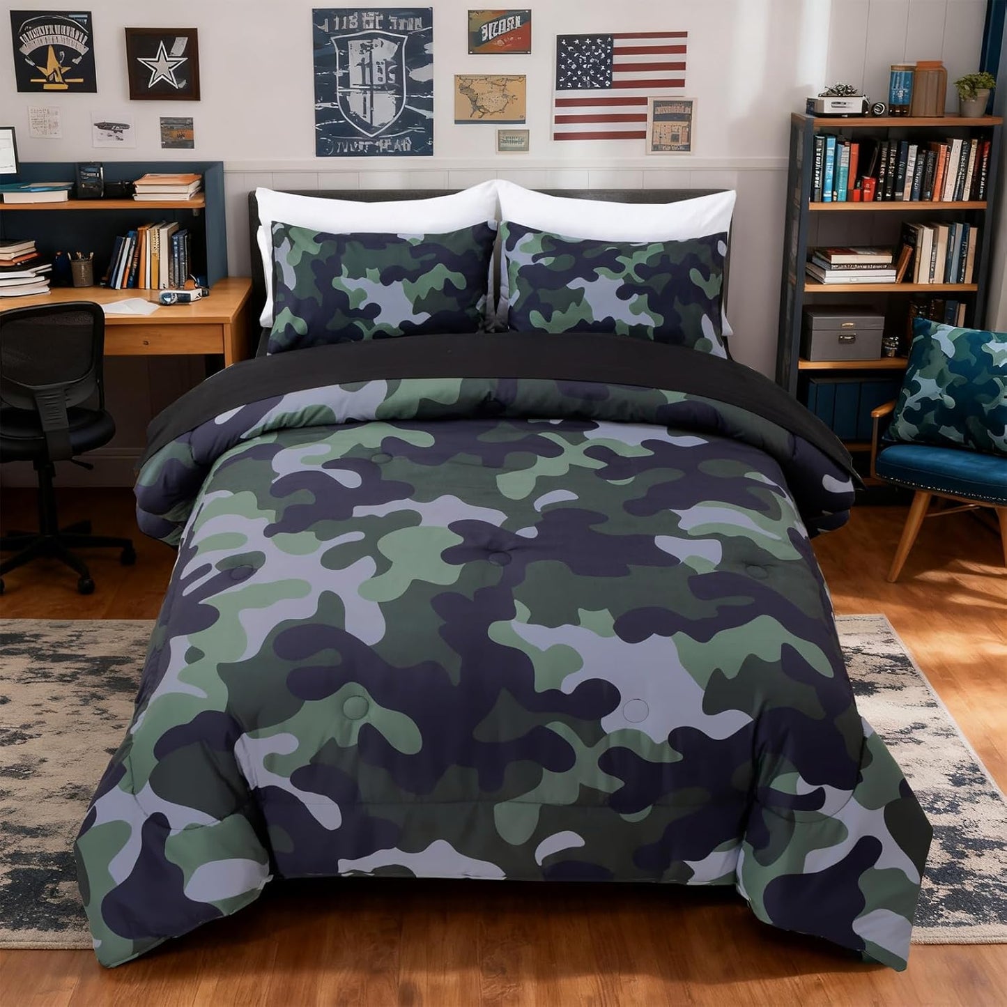 Full Size Camouflage Bedding Comforter Set for Kids and Teens