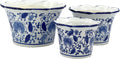 Blue & White Floral Ceramic Decorative Flower Pot Set of 3