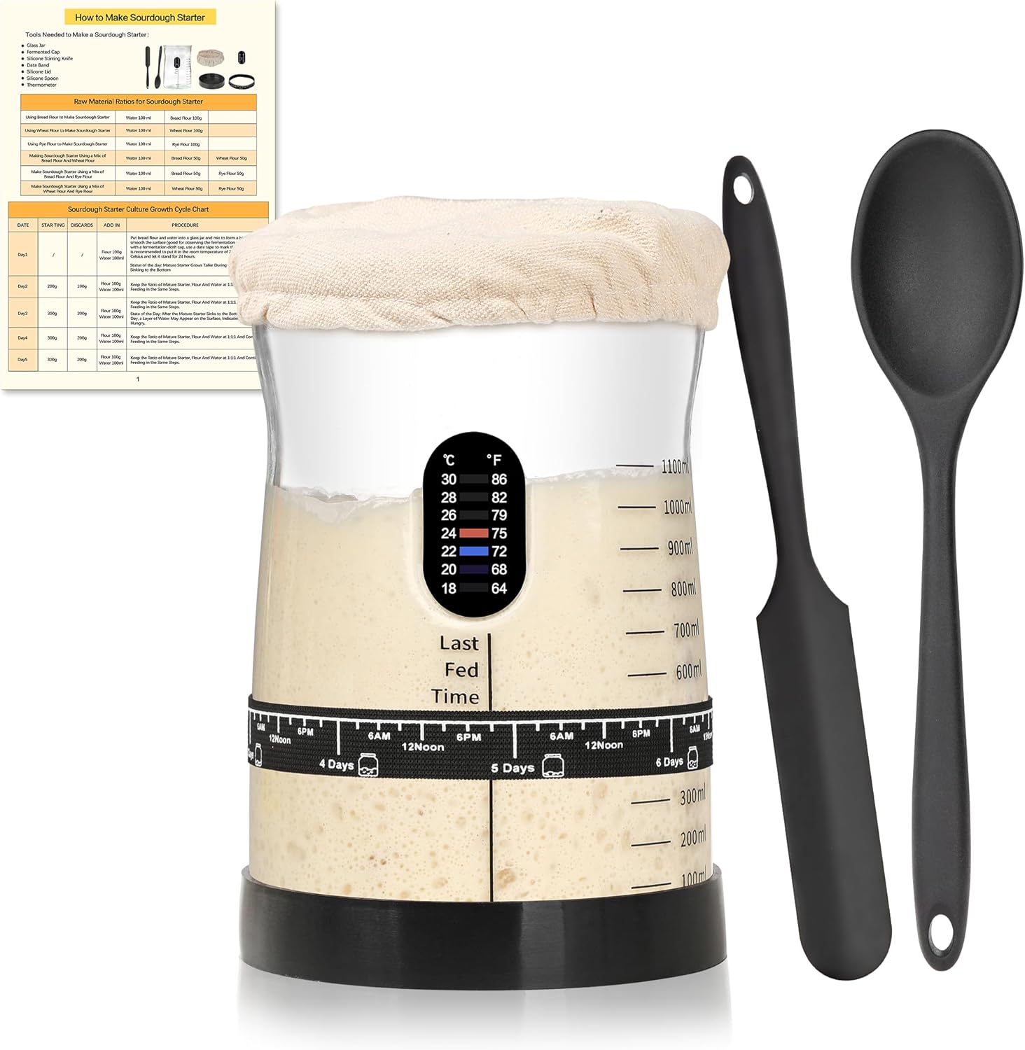 Pro Sourdough Starter Kit with 50oz Jar and 17 Recipes