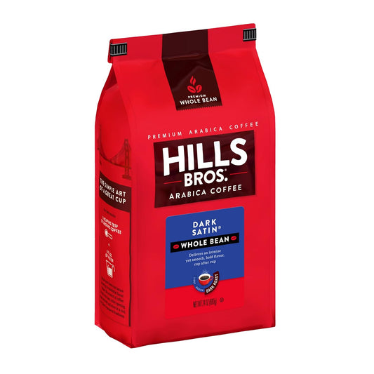 Hills Bros Dark Satin Whole Bean Coffee - Bold & Smooth Dark Roast