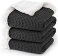 PHF Waffle Sherpa Blanket King Size 104x90 in - Reversible Cozy Throw