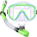 Kids Snorkel Set Anti-Fog Panoramic Tempered Glass Mask - Dry Top