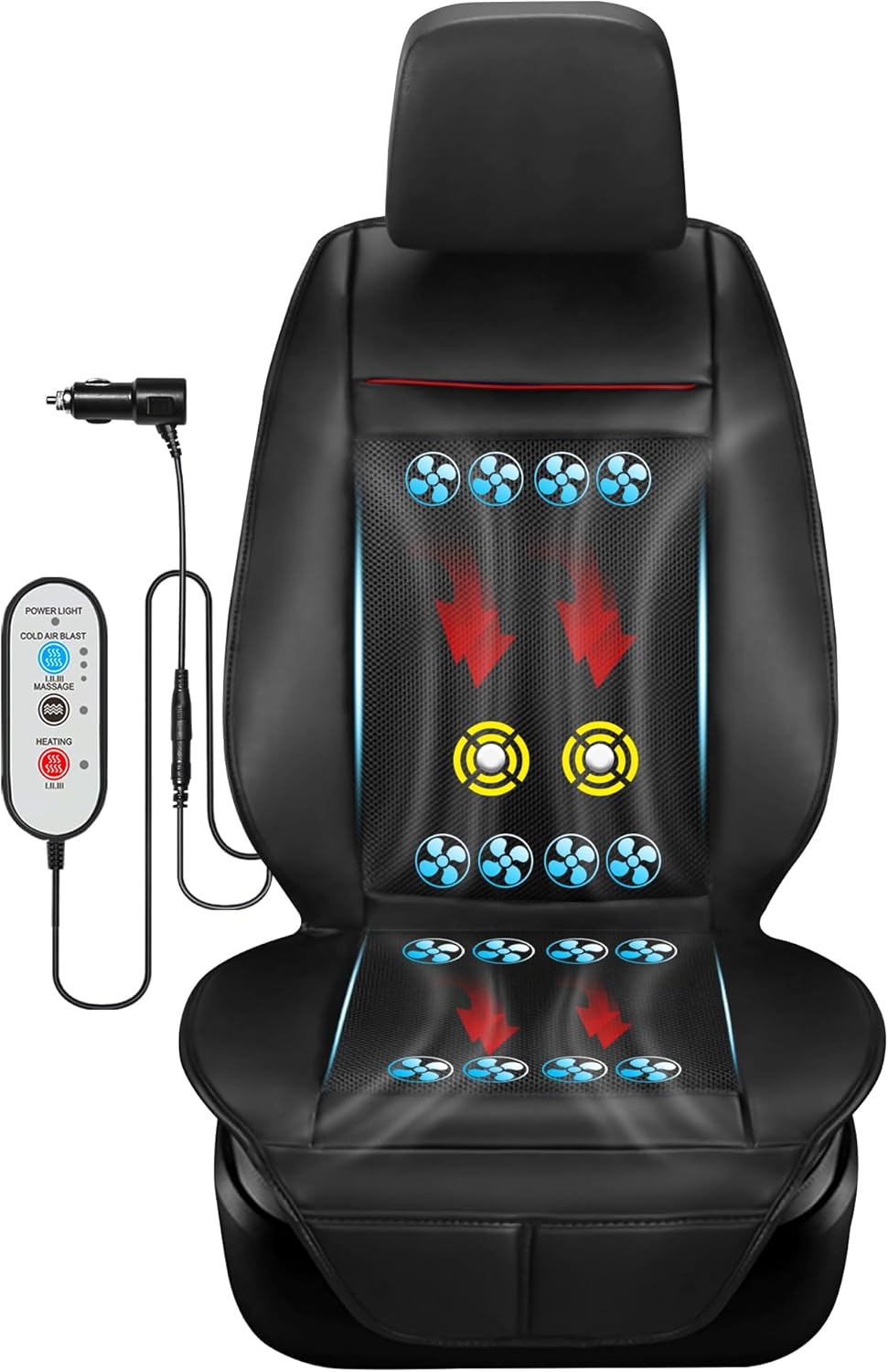 12V Summer Cooling Car Seat Cover with Massage Functionality
