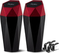 Car Trash Can with Lid and Headrest Hooks - Compact Red Diamond Design