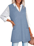 Sweater Vest Women Sleeveless V Neck Oversized Knit Top Dress