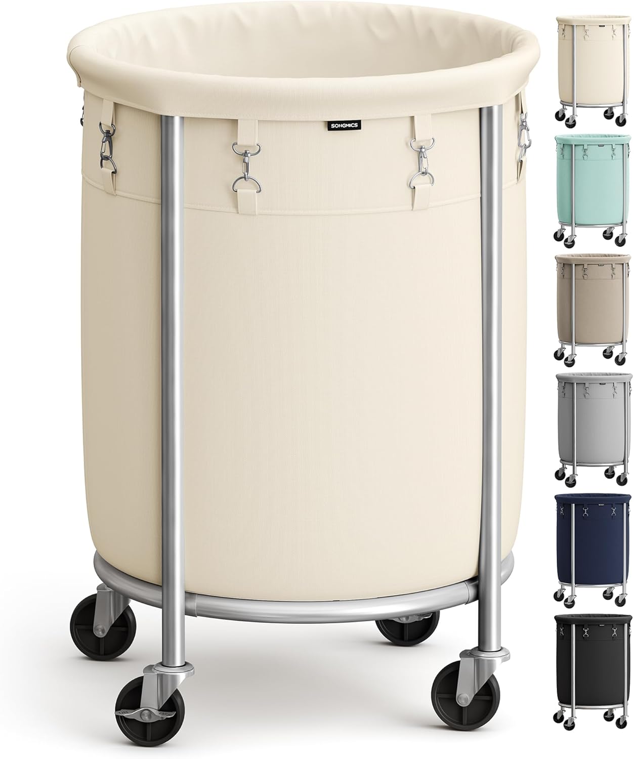SONGMICS 29-Gallon Laundry Basket with Wheels for Easy Transport