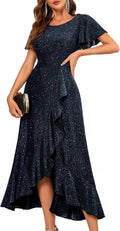 BeryLove Women Sequin Formal Party Dress - Elegant Sparkle Maxi Soft