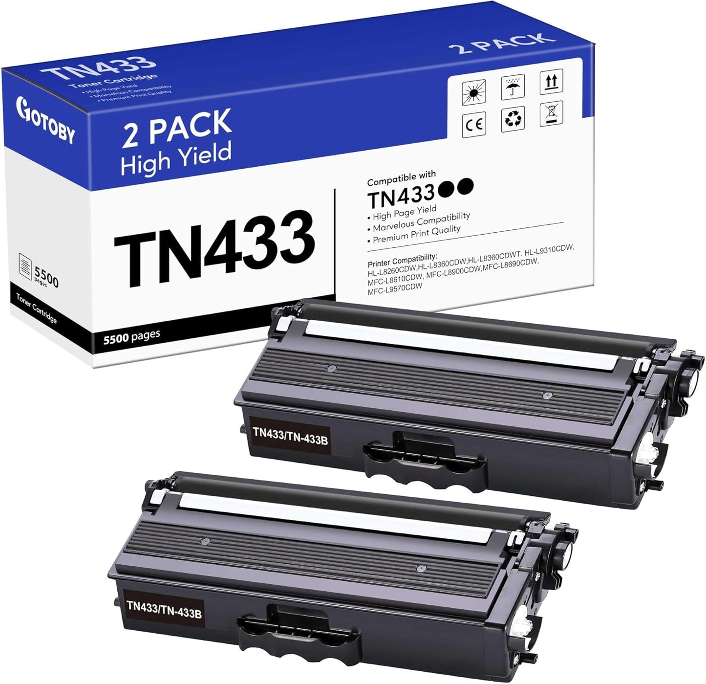 Compatible Toner Cartridge Replacement for Brother TN433BK TN433