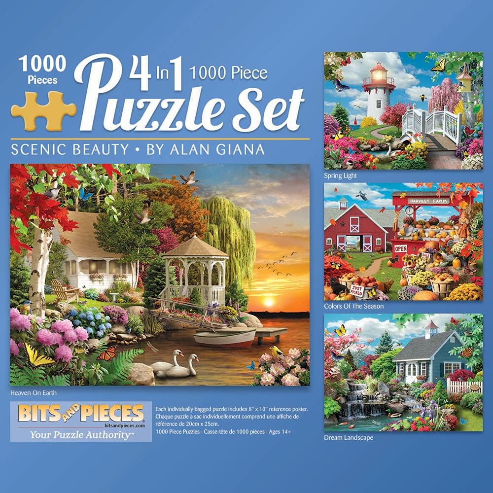 4-in-1 Multi-Pack 1000 Piece Jigsaw Puzzles for Adults