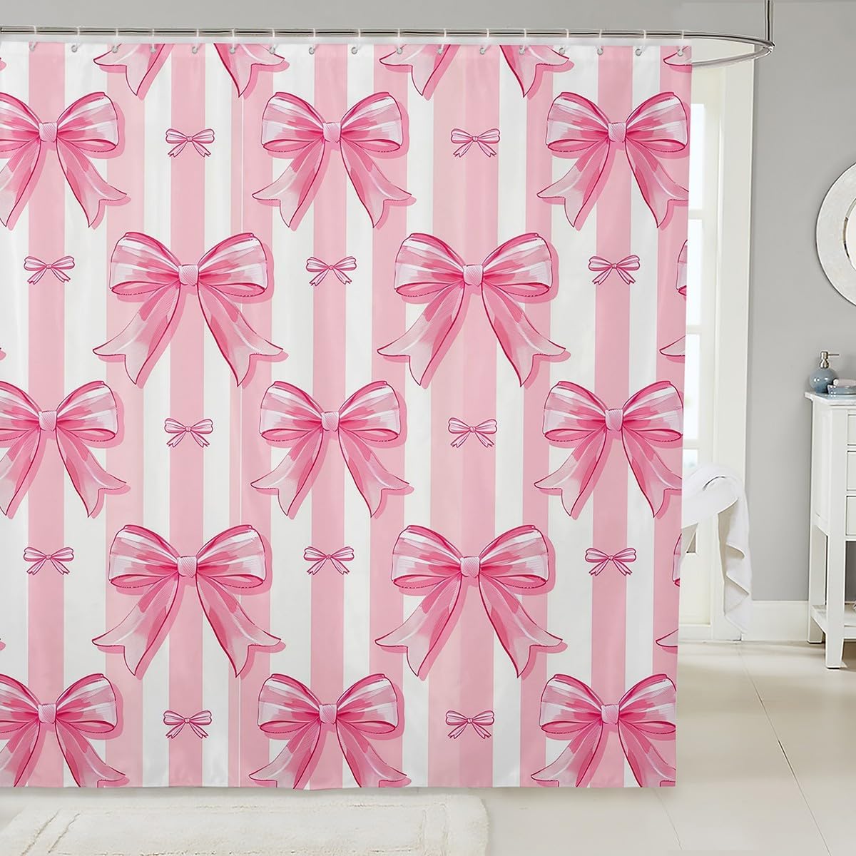Dreamy Princess Fabric Shower Curtain 72x78 ~ Cute Bow Girly Style