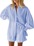 HAPCOPE Women's 2 Piece Oversized Puff Sleeve Blouse and High Waist
