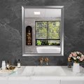 30x36 in Bathroom Mirror Silver Framed - Stylish Brushed Nickel Look