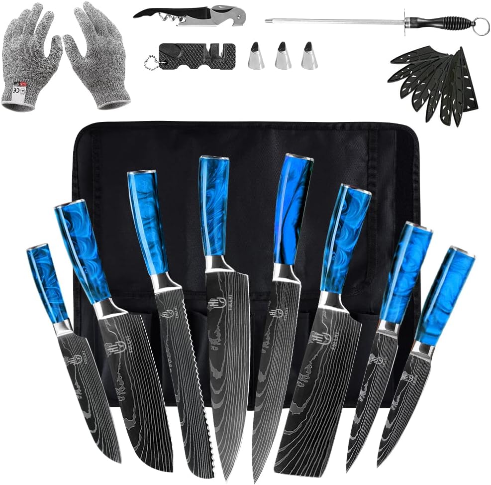 FULLHI 14-Piece Japanese Knife Set with Premium Steel Blades
