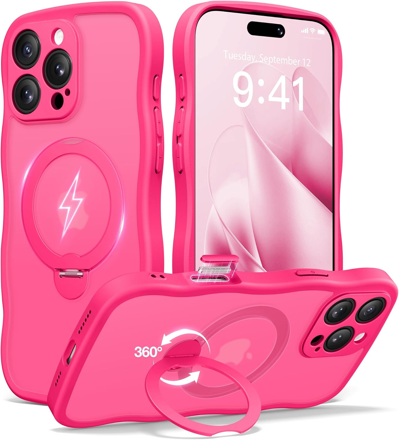 CAPRARO iPhone 16 Pro Max Case with 360 Spin Magnetic Stand