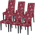 Christmas Chair Covers Set of 6 - Stretch Holiday Parsons Slipcovers