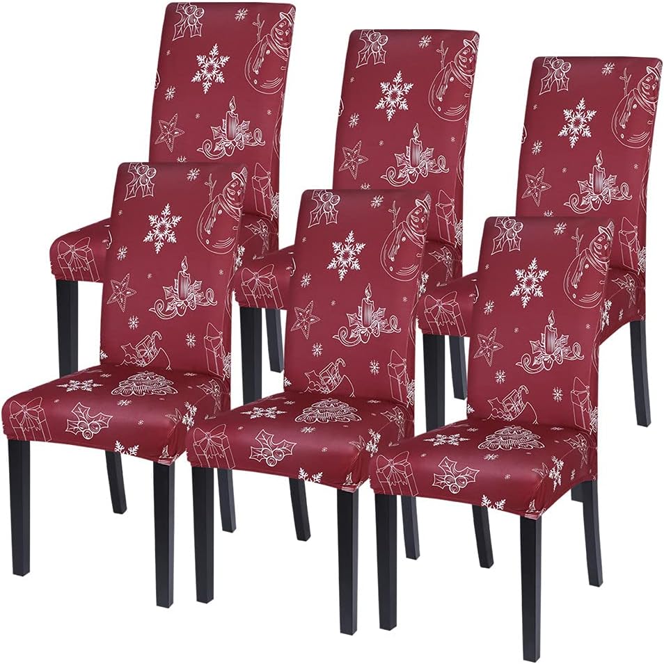 SearchI Christmas Chair Covers Set of 6 for Holiday Decor